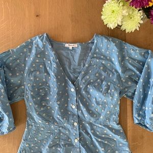 Madewell peplum blouse blue size small
